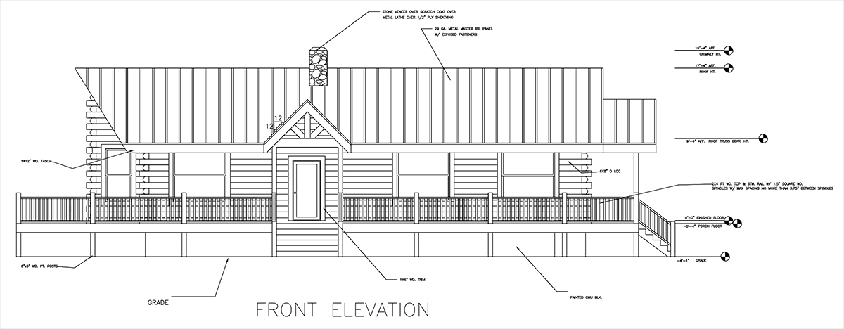 Pine Oak Log Cabin Floor Plan One Level