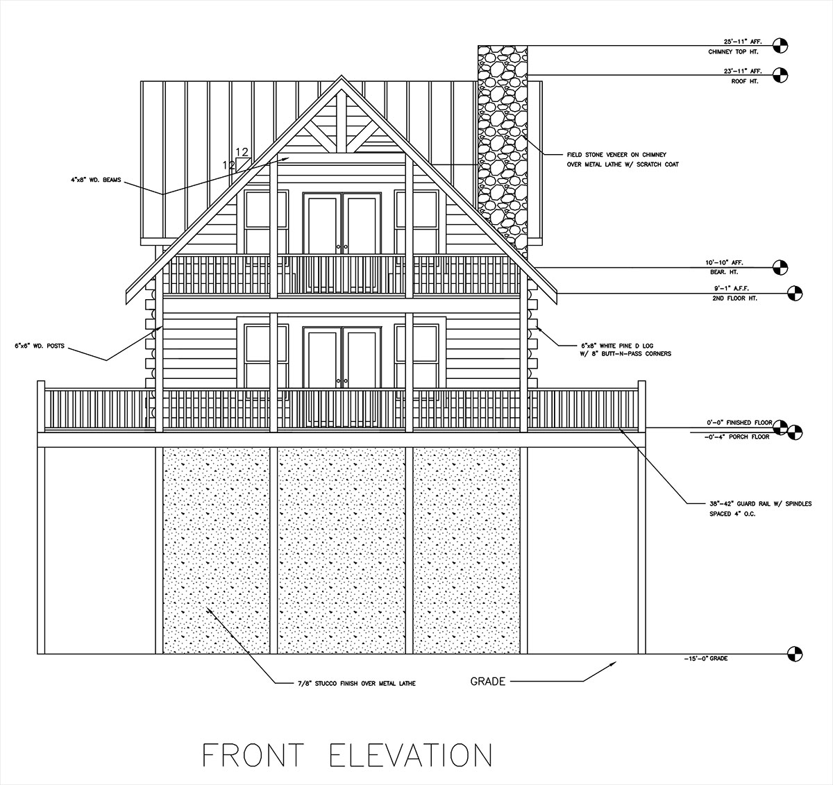 Shady View Log Cabin Floor Plan Two Level