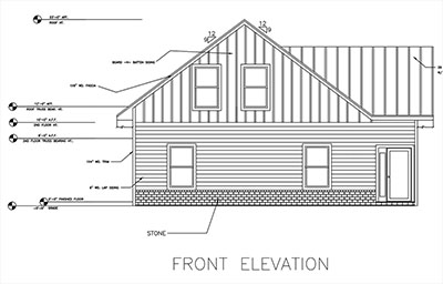 log cabin two level floor plan sky view